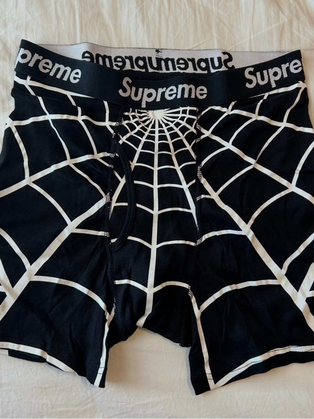 Supreme Black Boxer Briefs with White Spiderman 2 pack size Large